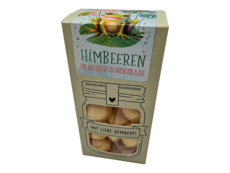 Himbeeren in weißer Schokoloade